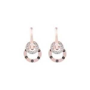 Crystal & Rose Gold Engraved Drop Earrings